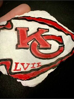 Kansas City Chiefs LVII Superbowl Champs Hand Painted Decorative Rock Resin
